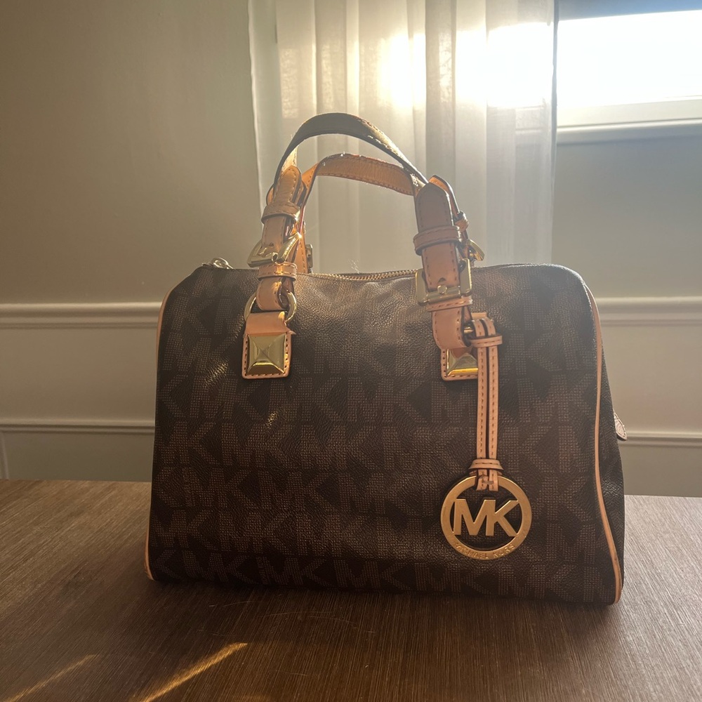 Classic Y2K style Monogrammed Michael Kors Brown Handbag with Gold Hardware SOLD